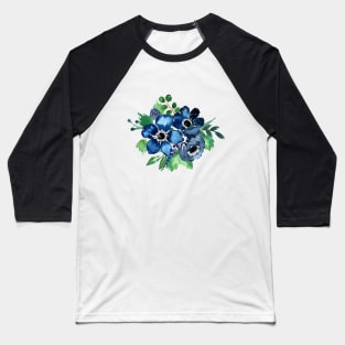 Watercolor Amemones and Greenery Bouquet Baseball T-Shirt